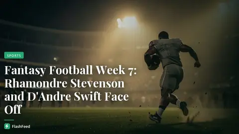 Week 7 TNF Fantasy Football Running Back Start 'Em, Sit 'Em: Rhamondre Stevenson vs. D'Andre Swift (illustration)