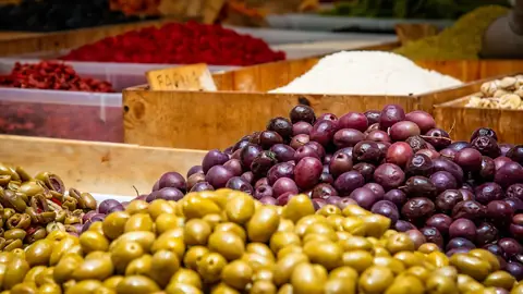 Photo: olives, fruits, market