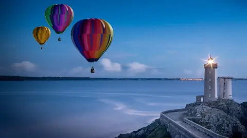 Photo: balloons, hot air balloon rides, lighthouse