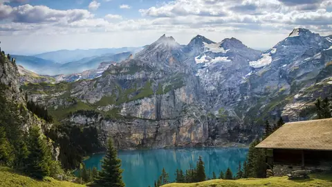 Photo: mountains, lake, trees